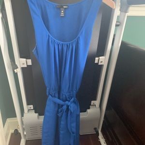 Knee Length Blue Aqua Dress With Tie